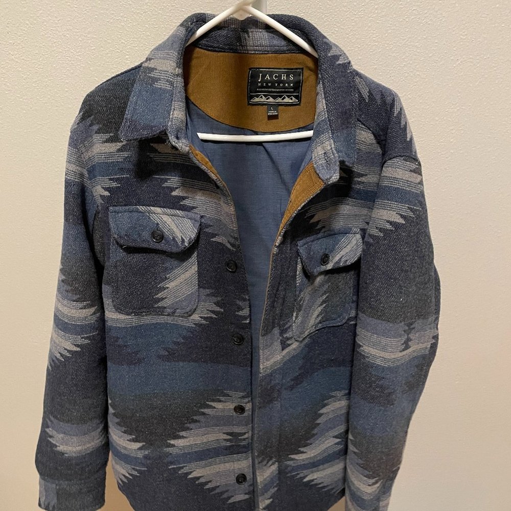 LIKE NEW Jach's New York Flannel Wool Blend Overshirt Jacket in Aztec blue